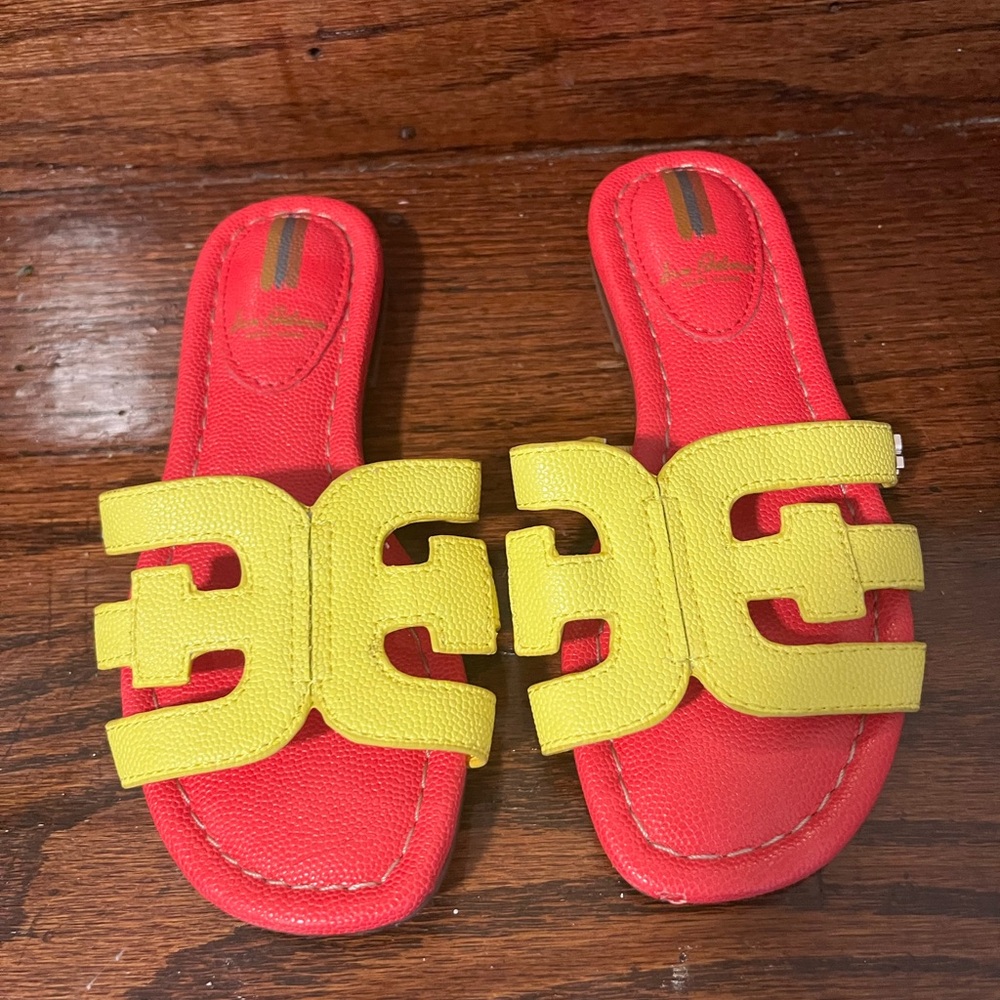 Sam Edelman Bay Cutout Slide Sandals Kids EU 29.5 Yellow Red  Summer